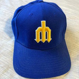 New Era Cooperstown Seattle Mariners 39Thirty Hat - Medium-Large/Blue-Yellow